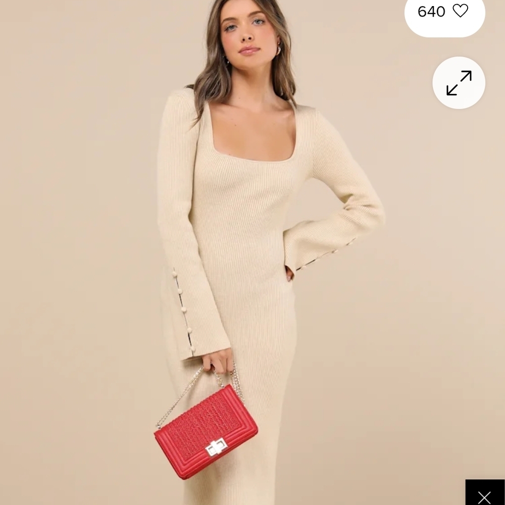 Beige Long Sleeve Dress